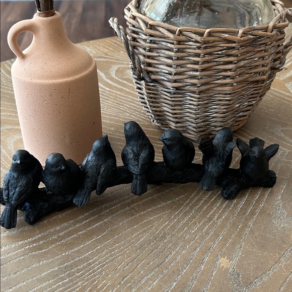 Other - NEW!Romantic Gothic Shabby Chic Black Song Bird Family on Branch Tabletop Statue